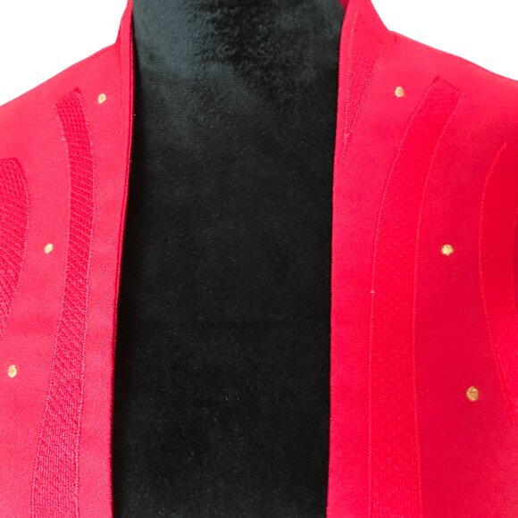 Pride & Joy 70s Geometric Blazer: Vintage Red Jacket Gold Dots, Plus Size 22W - Picture 3 of 9